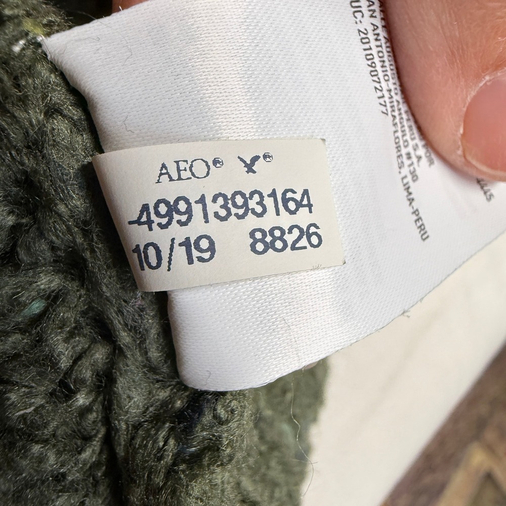 American Eagle Olive Green Open Front Textured Cardigan  Womens M Cottagecore - Picture 9 of 14